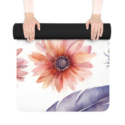 Floral Feather Yoga Mat