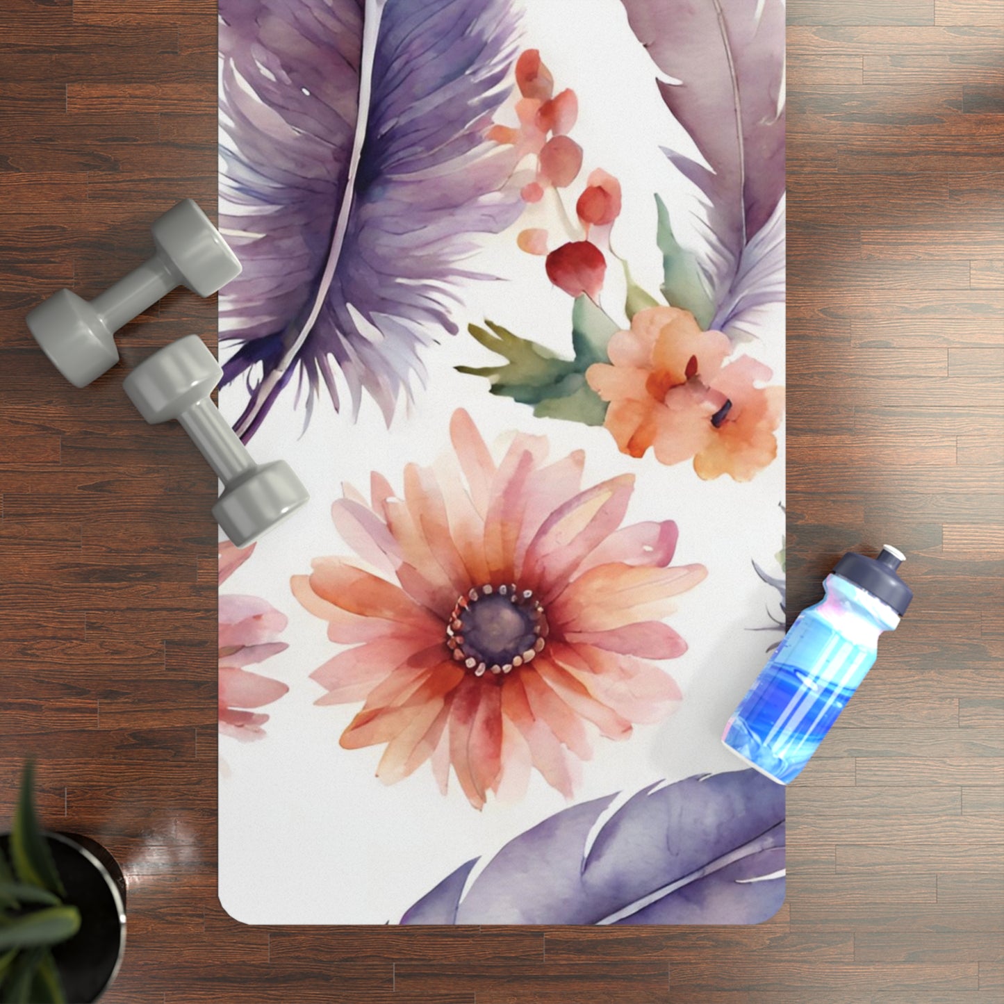 Floral Feather Yoga Mat