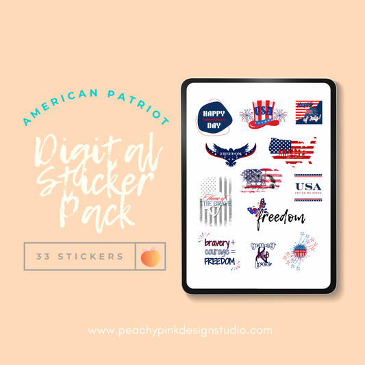 American Patriot Digital Stickers Pack - 33 Creative USA-Inspired Designs