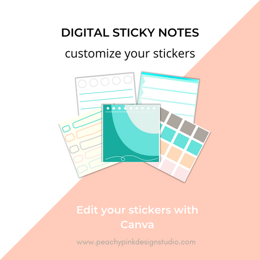 Sticky Notes Flare - Digital Planner Stickers Editable Template